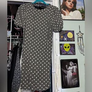 Ann Taylor Black and White Geometric Midi Dress